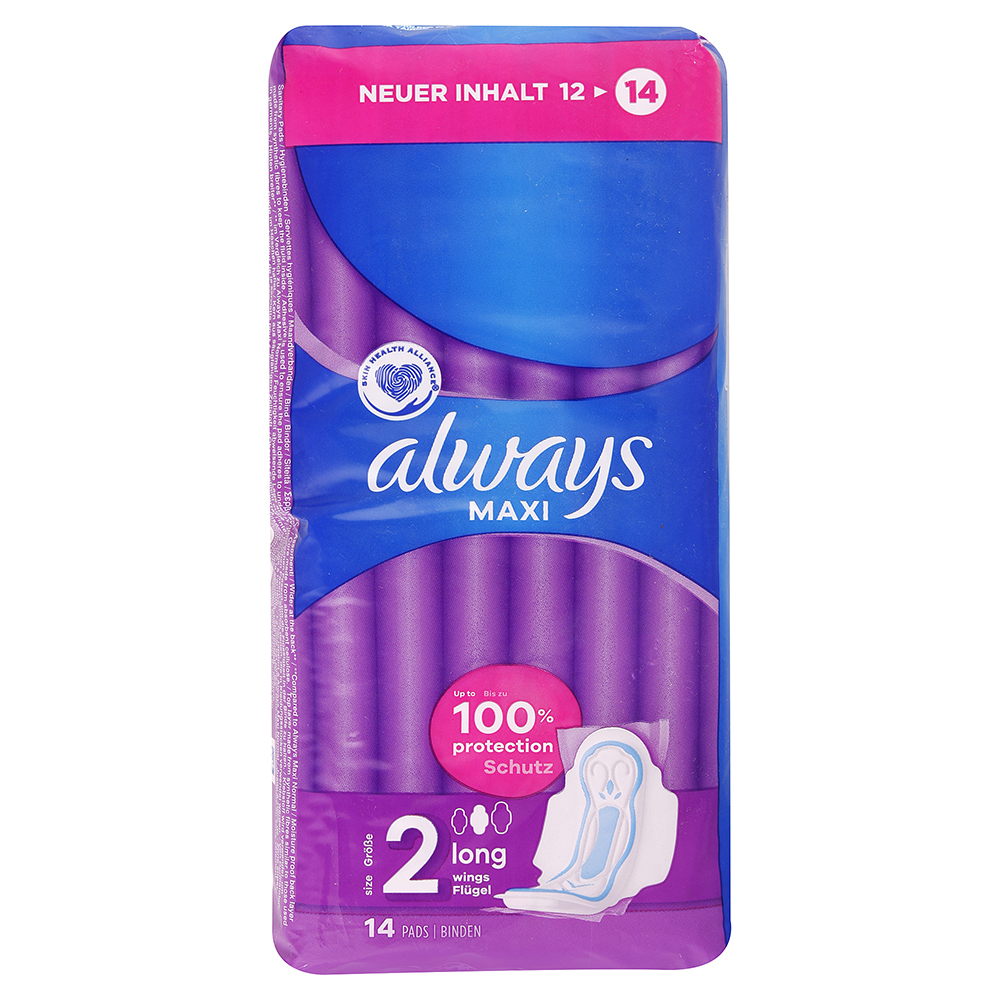 Always hygienické vložky Maxi Long 2 s krídelkami 14 ks